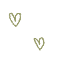 two hearts drawn in green on a black background