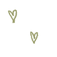 two green hearts drawn on a black background
