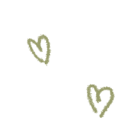 two hearts drawn in green on a black background