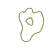 a black and white drawing of a hand with a green outline